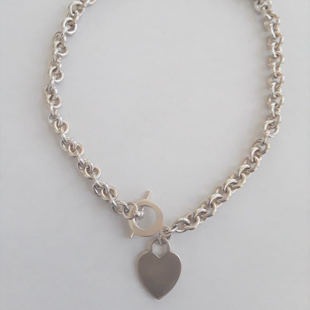 Sterling Silver Heart Tag Necklace